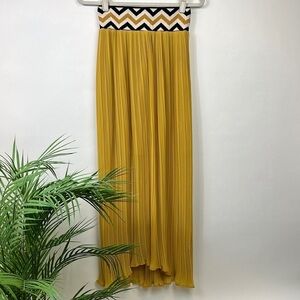 Anthropologie Dear Creatures Patula Yellow Maxi Skirt Pleated Knit Waistband XS